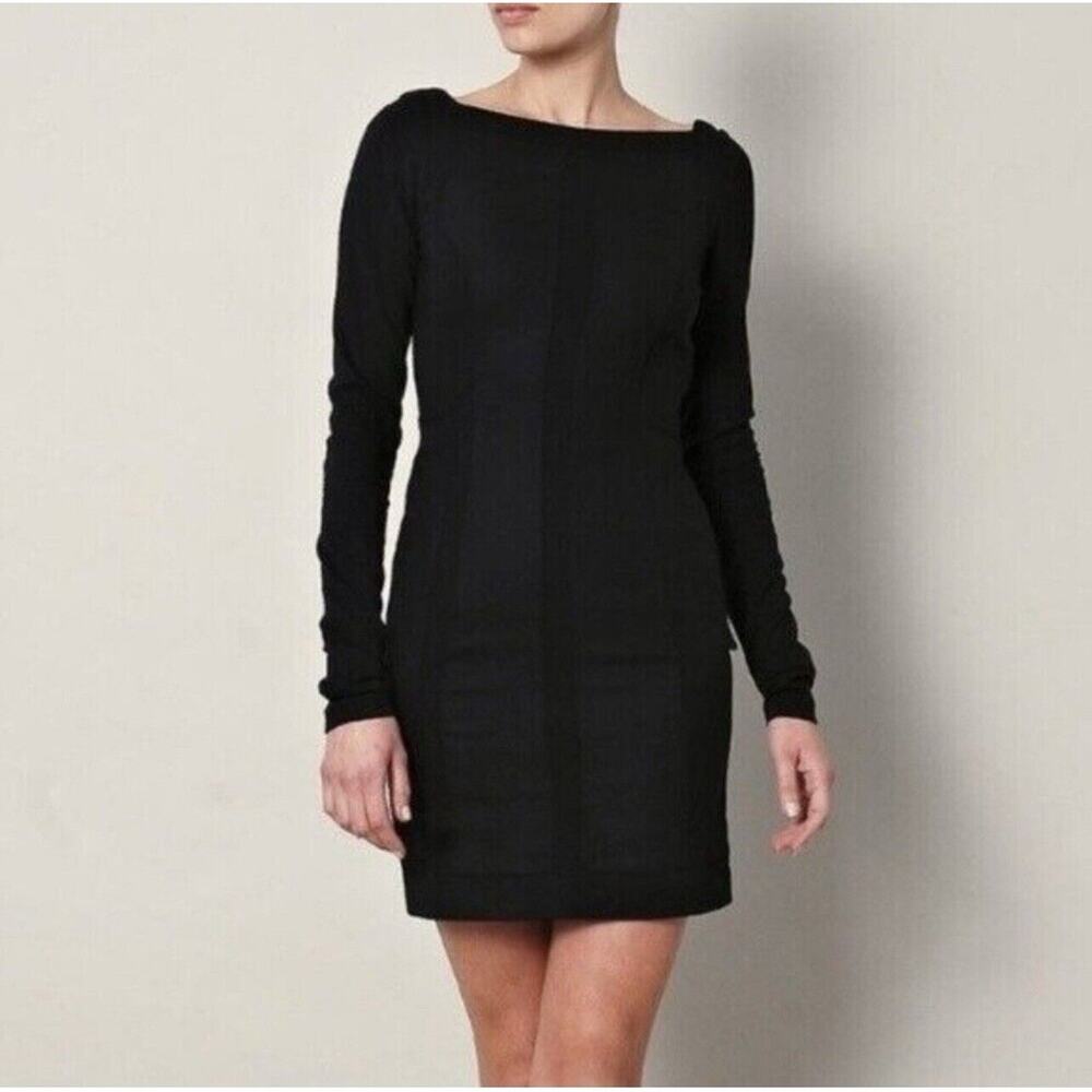 DVF Diane‎ Von Furstenberg 4 Dress LBD Black CARITABoat Neck Sheath Stretch $425